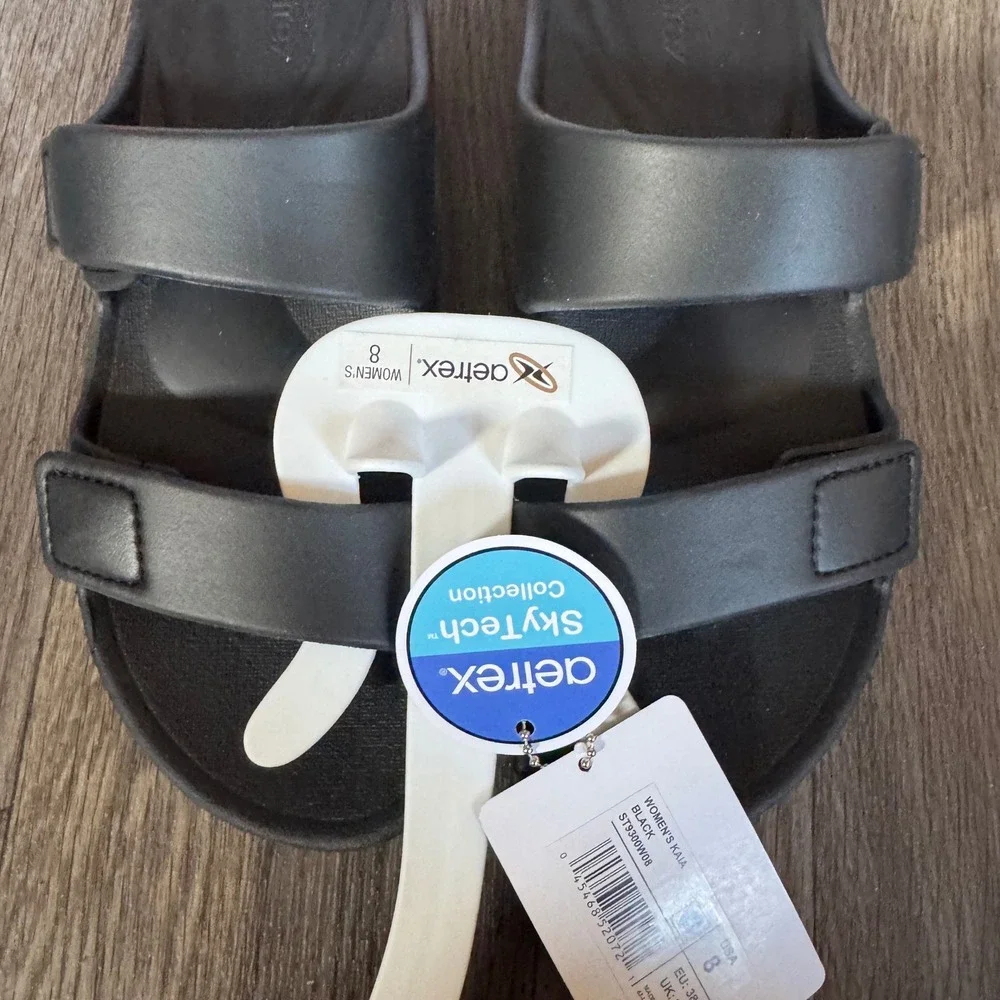 Aetrex Kaia Slide Sandals Womens 8 Black SkyTech Orthopedic Comfort ST9300W08